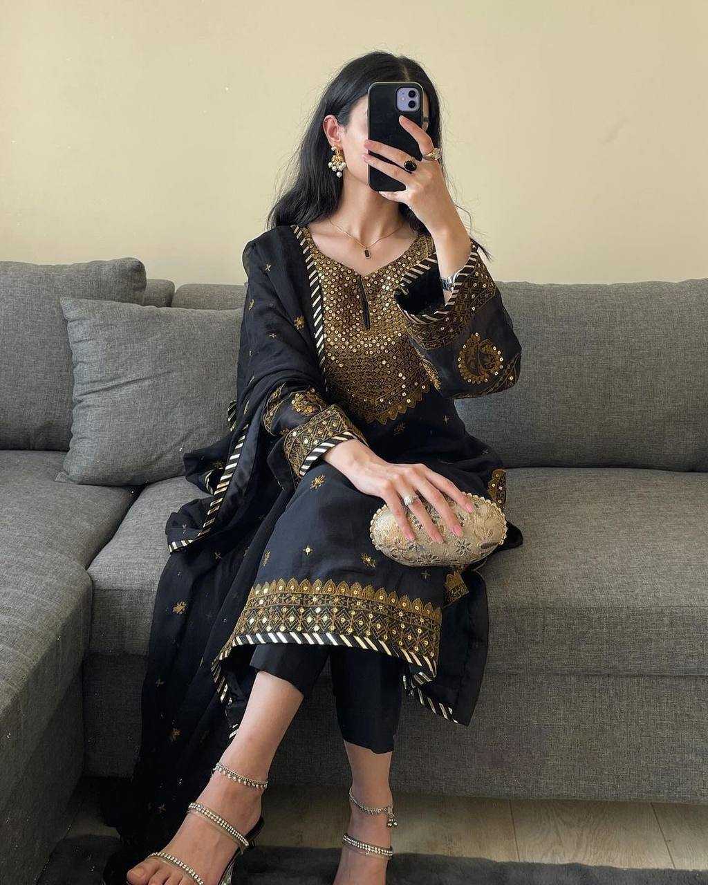 YNF FAUX GEORGETTE RIN169 5786 SUITS & DRESSES WHOLESALE PAKISTANI BLACK SALWAR GEORGETTE EID COLLECTIONS SUITS MANUFACTURE- Kapda Export