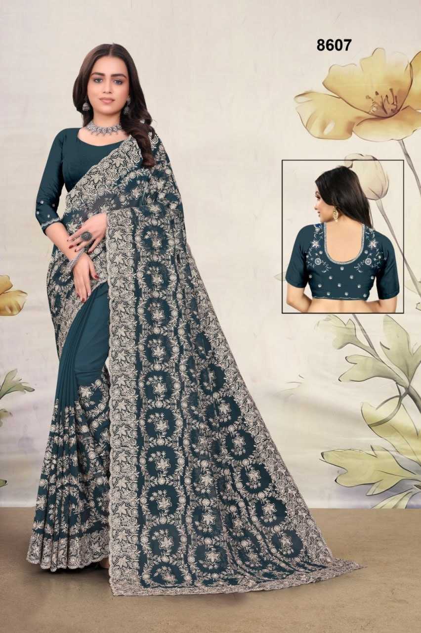 YNF GEORGETTE KESH114 8607 SAREES WHOLESALE TRADITIONAL GEORGETTE EMBROIDERY ZARI SAREES MANUFACTURER- Kapda Export