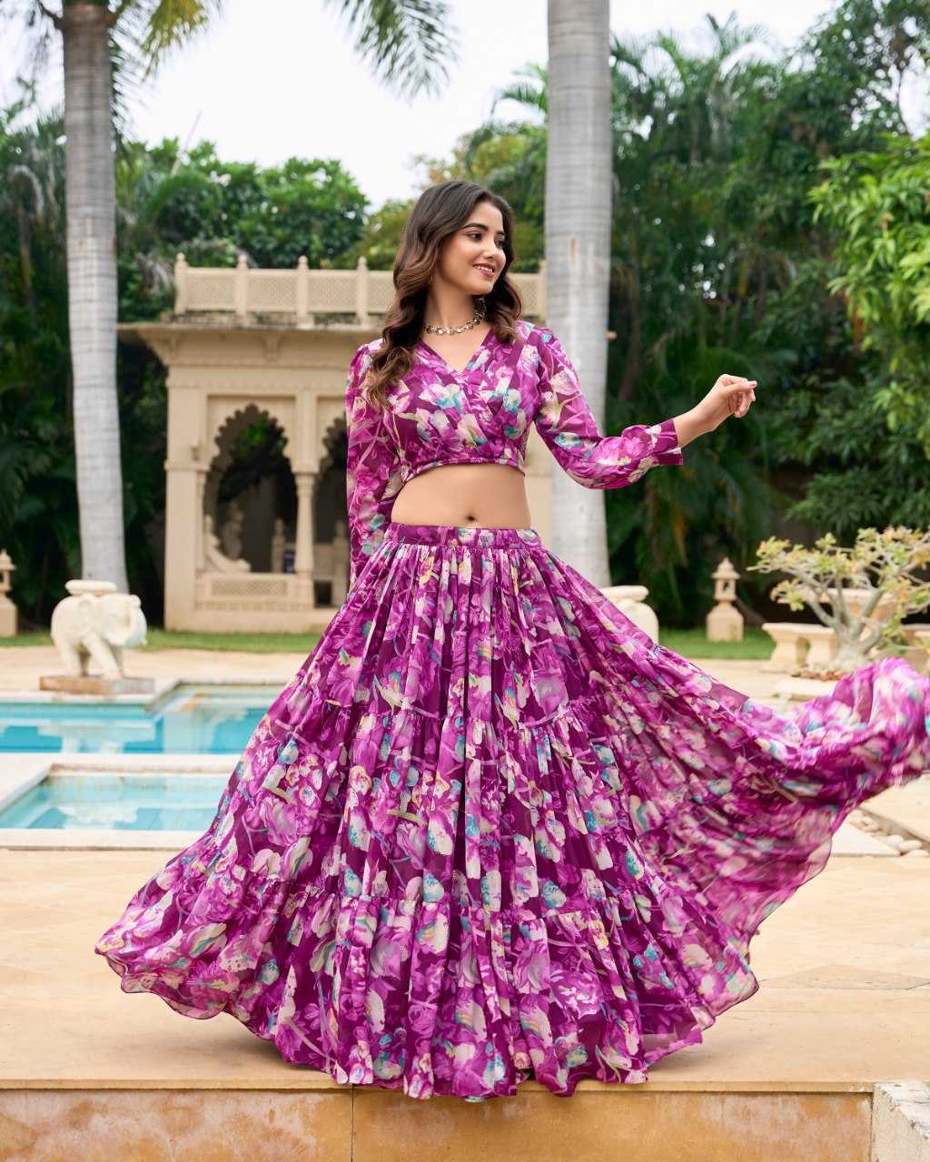 YNF GEORGETTE KESH136 VARSHA LEHENGAS WHOLESALE GEORGETTE PRINTED LEHENGA WITH BLOUSE LEHENGAS MANUFACTURER- Kapda Export