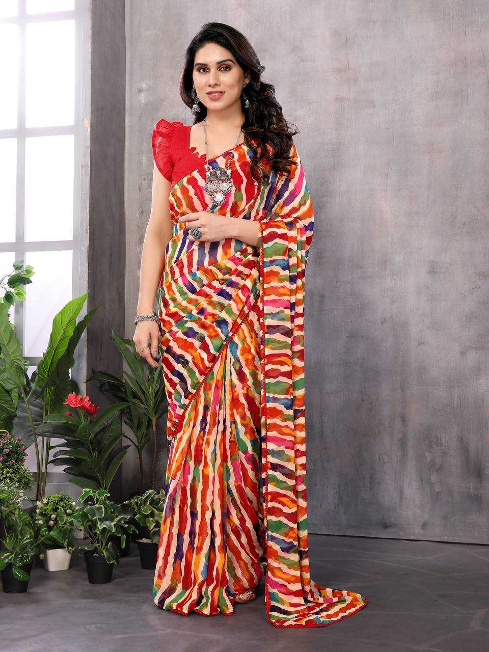 YNF GEORGETTE KESH245 RNF18 SAREES WHOLESALE GEORGETTE PRINTED READY TO WEAR SAREES MANUFACTURER- Kapda Export