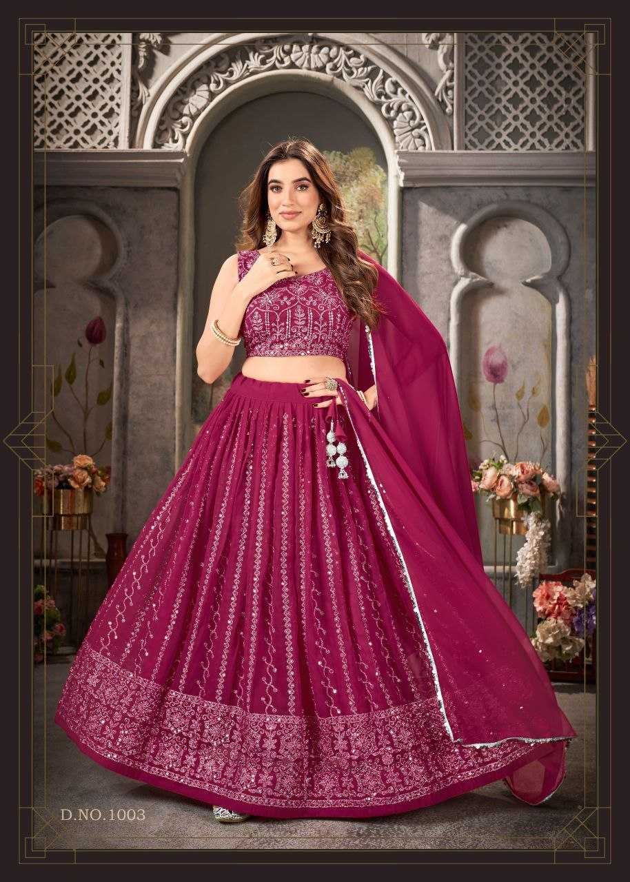 YNF GEORGETTE KESH246 GUZAARISH V-2 LEHENGAS WHOLESALE WEDDING EMBROIDERED GEORGETTE LEHENGAS MANUFACTURER- Kapda Export