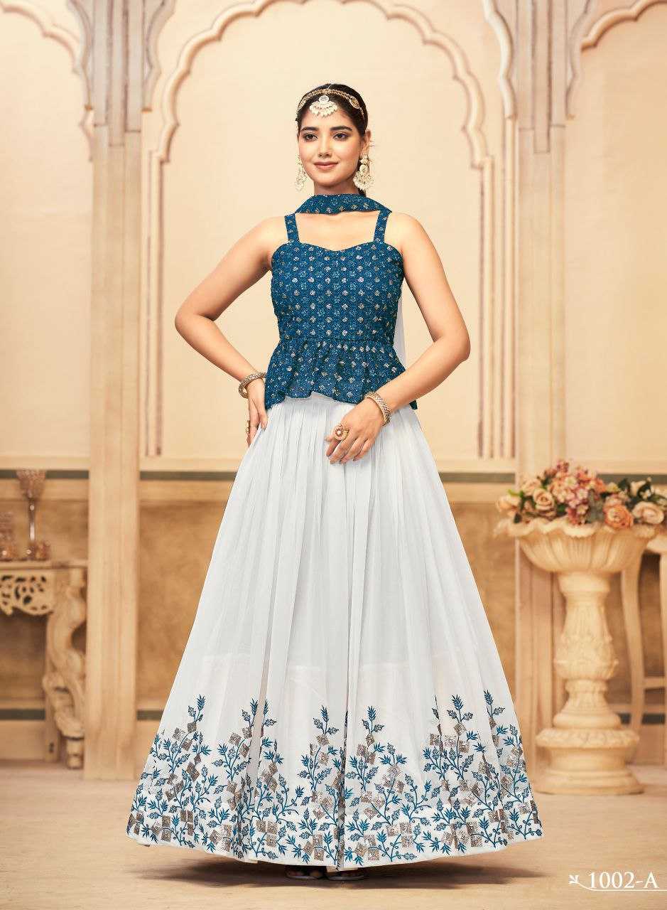 YNF GEORGETTE KESH246 INDIAN WOMEN LEHENGAS WHOLESALE GEORGETTE WHITE CROP TOP LEHENGAS MANUFACTURER- Kapda Export