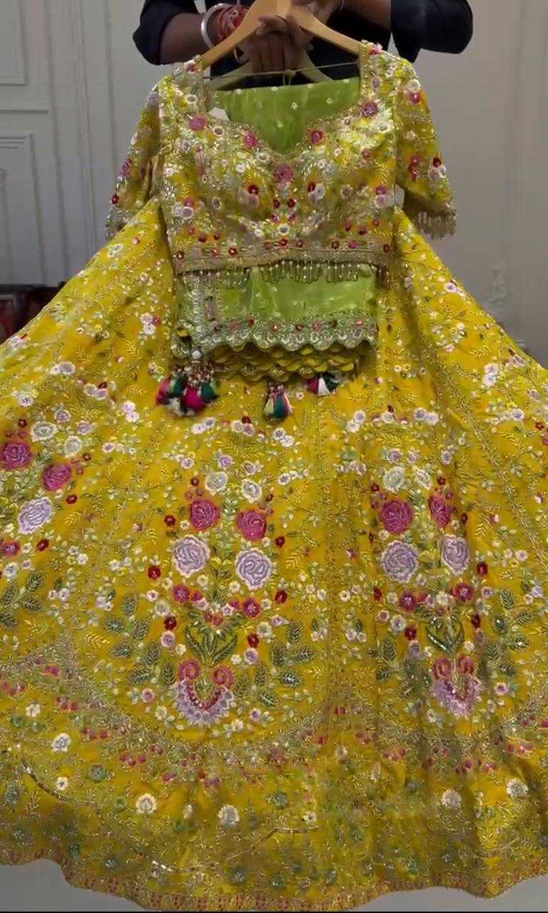 YNF GEORGETTE RIN108 1692 LEHENGAS WHOLESALE WEDDING EMBROIDERED GEORGETTE DESIGNER YELLOW HALDI OUTFITS LEHENGAS MANUFACTURER- Kapda Export