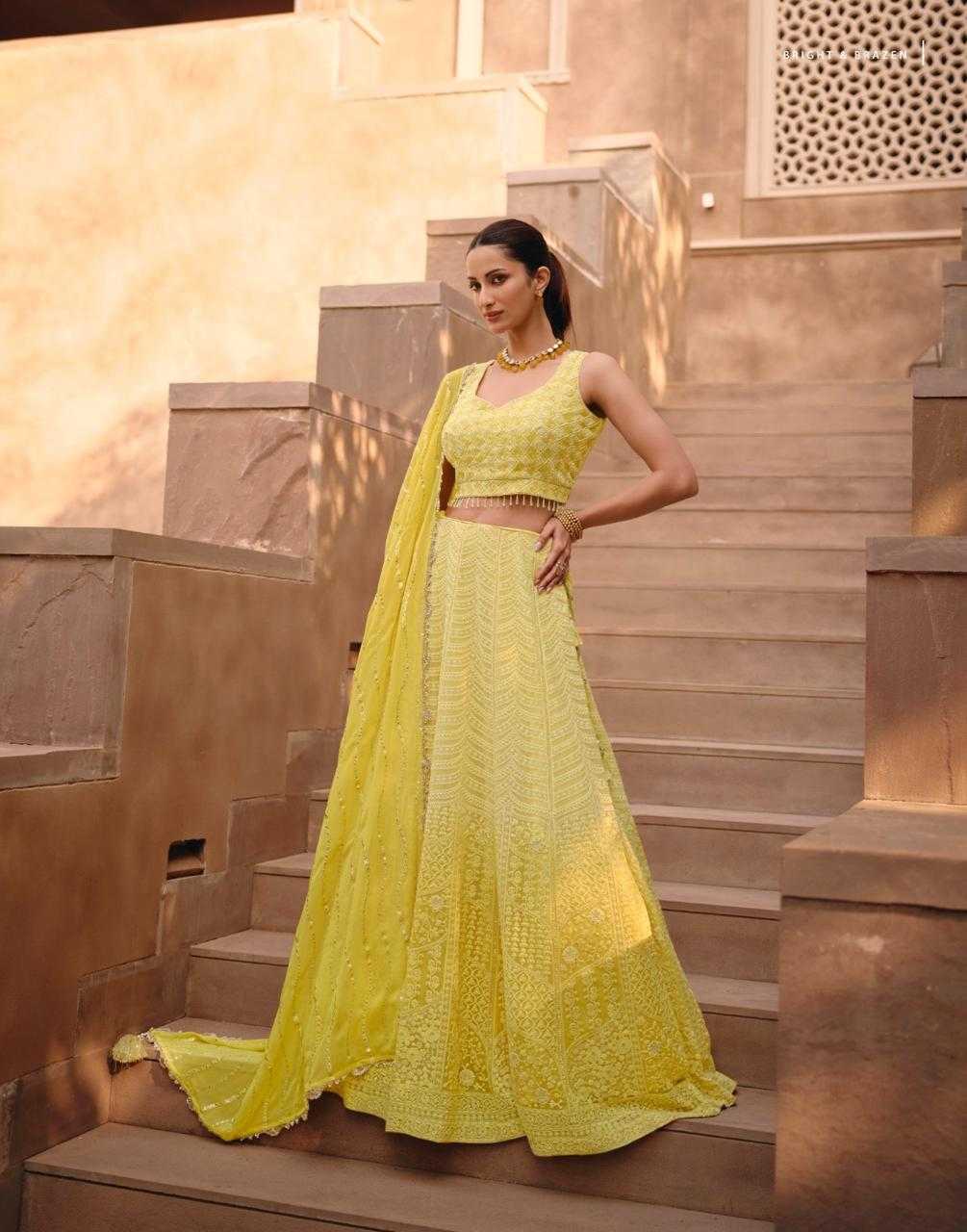 YNF GEORGETTE SAYURI KESH233 SANIYA CLOTHING BRANDS WHOLESALE LEHENGAS MANUFACTURER- Kapda Export