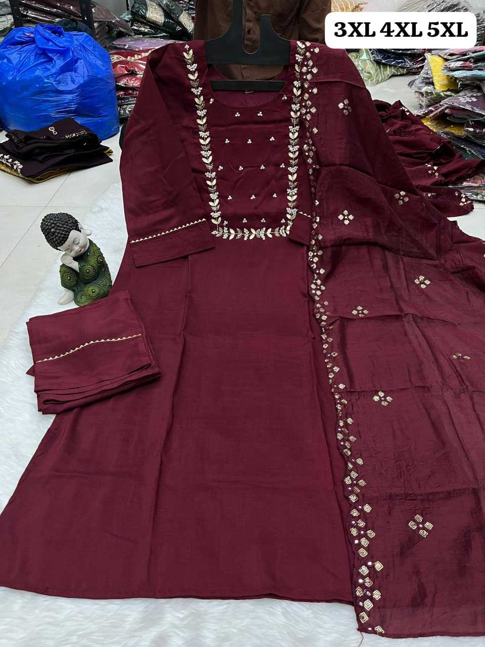 YNF HEAVY ROMAN SILK KESH258 VDA33 3XL TO 5XL SUITS & DRESSES WHOLESALE EMBROIDEREY WEDDING LADIES SILK SUITS MANUFACTURE- Kapda Export