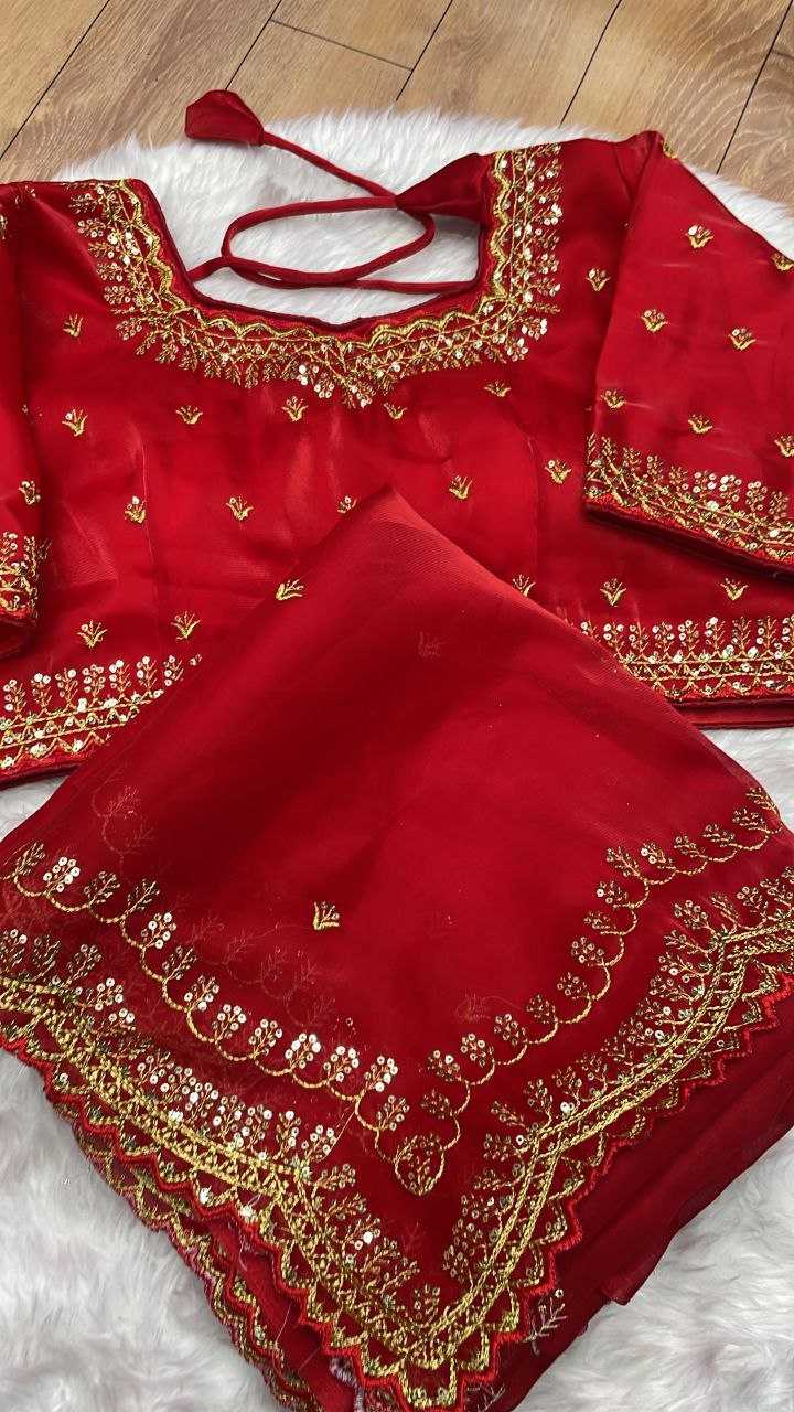 YNF JIMMY CHOO RIN143 473 SAREES WHOLESALE SEQUENCE JIMMY CHOO CUT WORK RED SAREES MANUFACTURER- Kapda Export