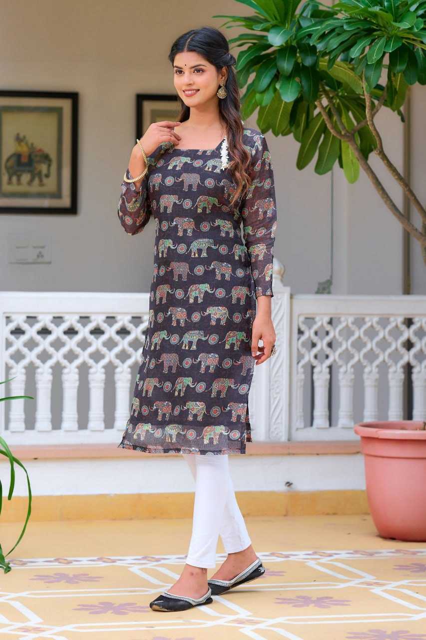 YNF KOTA CHEX KESH243 1032 KURTIS WHOLESALE LONG PRINTED BLACK KURTIS MANUFACTURER- Kapda Export