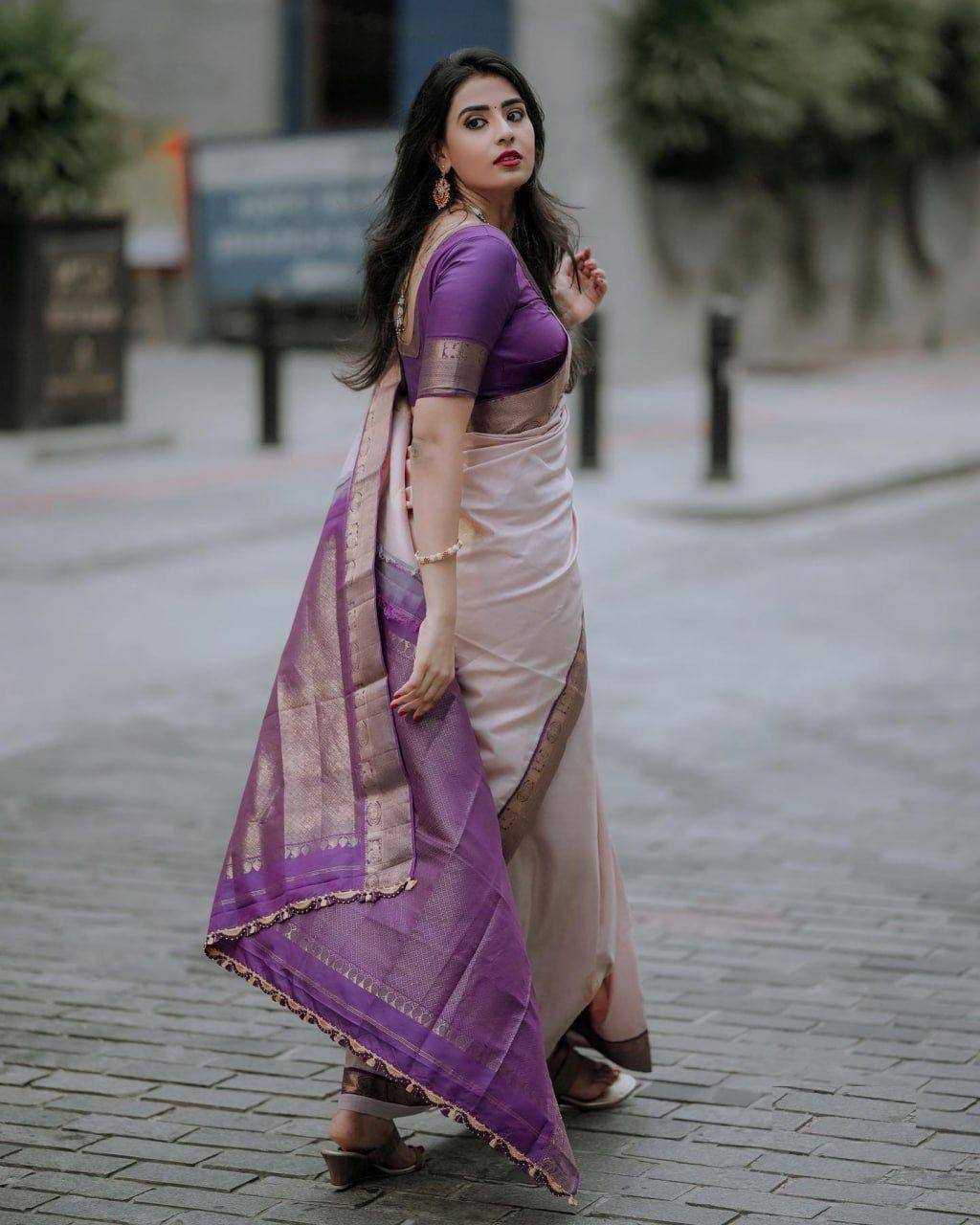 YNF LICHI SILK RIN179 775 SILK SAREES WHOLESALE BANARASI SILK ZARI BORDER SILK PURPLE SILK SAREES MANUFACTURER- Kapda Export