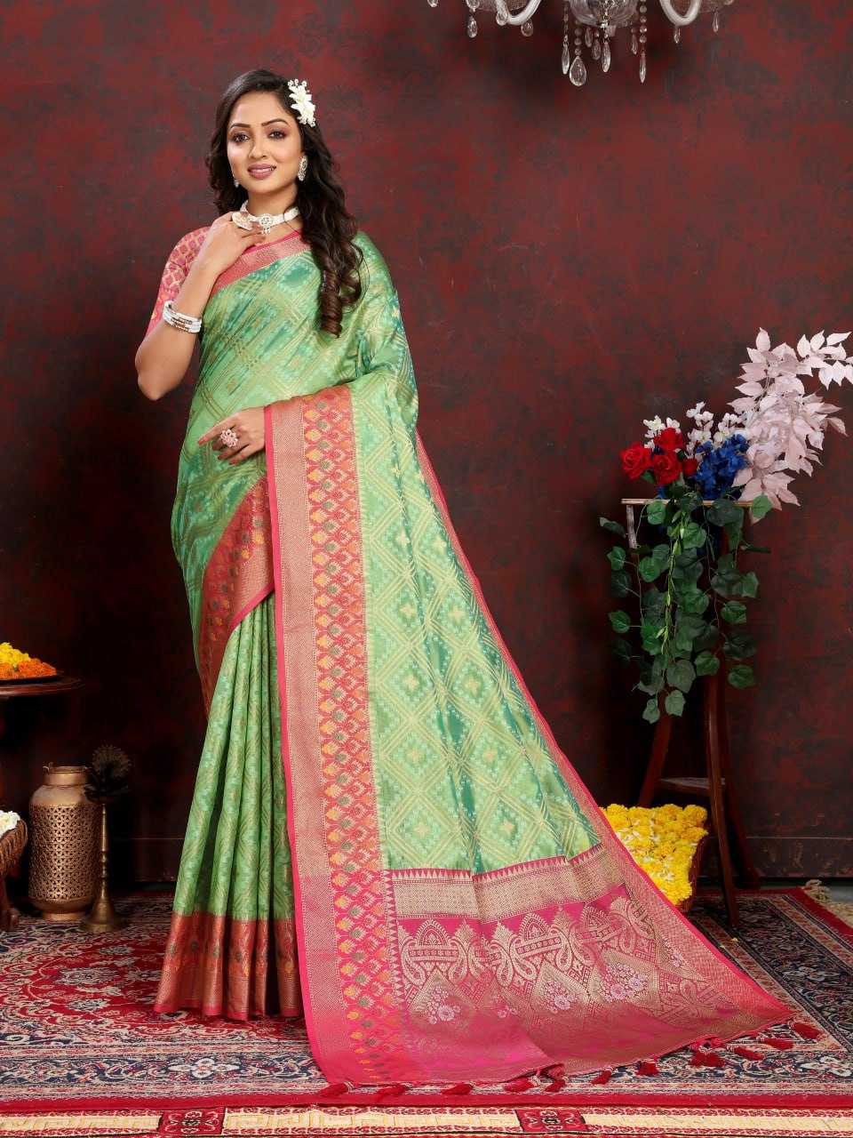 YNF ORGANZA RIN150 307 SAREES WHOLESALE ORGANZA EMBROIDERED ZARI SAREES MANUFACTURER- Kapda Export