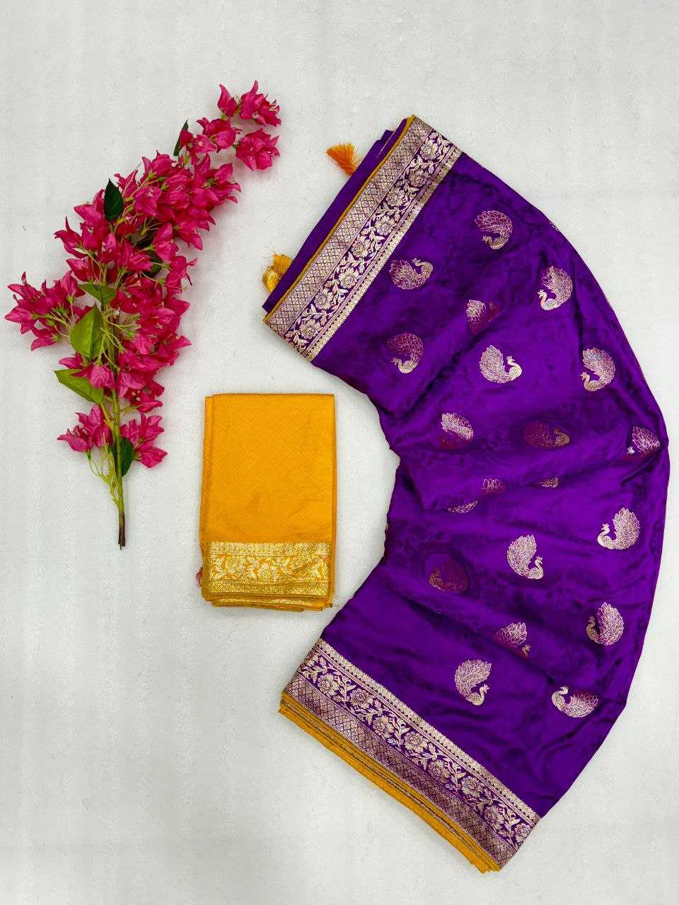 YNF SATIN SILK KESH213 RIN10 SAREES WHOLESALE ZARI BORDER PURPLE SATIN SILK SAREES MANUFACTURER- Kapda Export