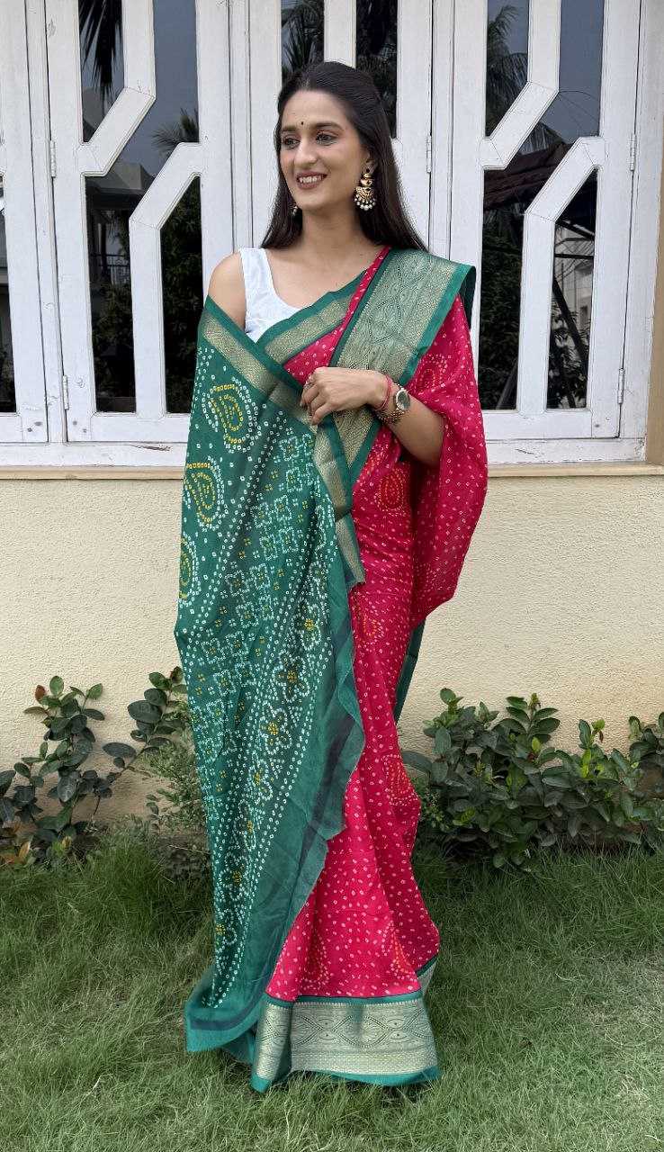 YNF SILK KESH117 RWC43 SAREES WHOLESALE SILK ZARI BORDER BANDHANI PINK FESTIVE SAREES MANUFACTURER- Kapda Export