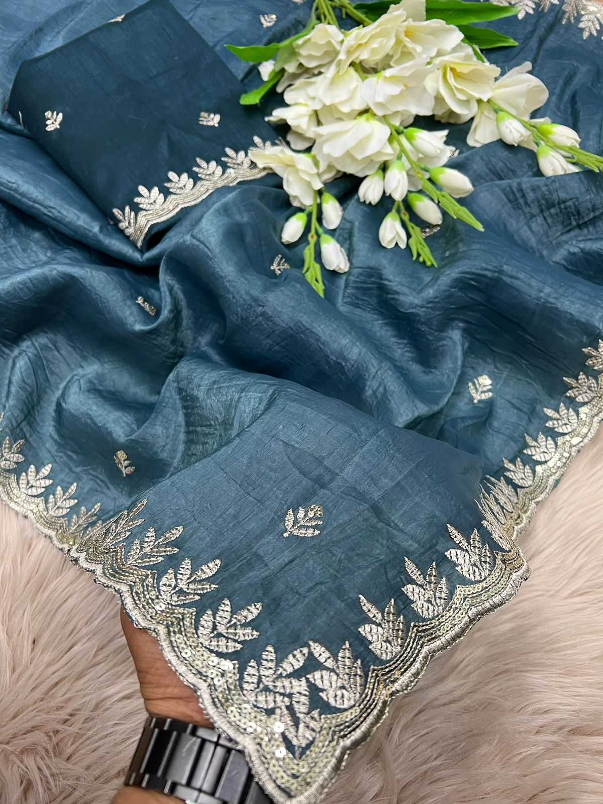 YNF SILK RIN104 APE136 SAREES WHOLESALE TISSUE SILK SAREES SEQUENCE EMBROIDERED SAREES MANUFACTURER- Kapda Export