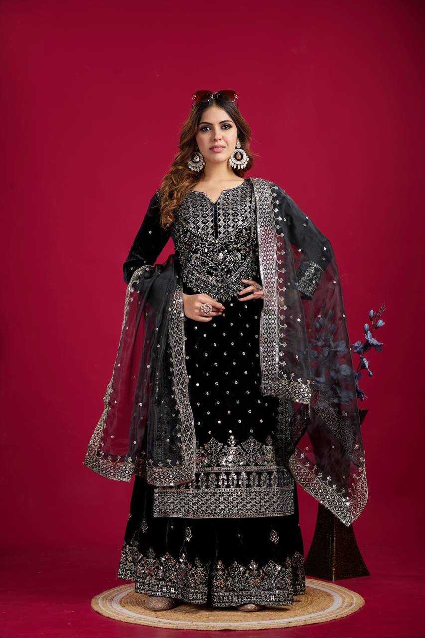 YNF VELVET KESH122 5001 SUITS & DRAESSES WHOLESALE EMBROIDEREY SHARARA SALWAR VELVET EMBROIDERY LADIES SUITS MANUFACTURE- Kapda Export