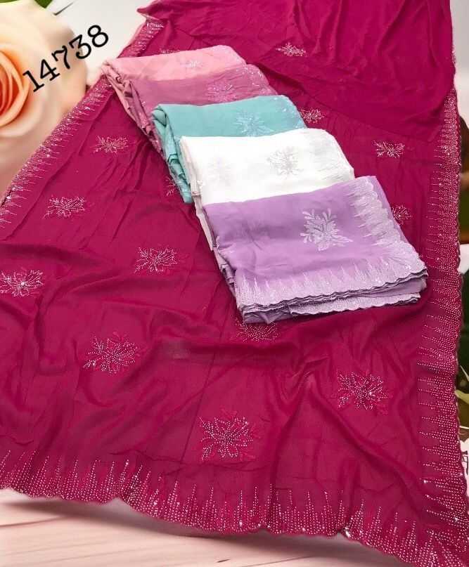 Ynf Fancy RIN220 Crystal chex 19 Setwise Collections Wholesale Work Sarees Catalogs Manufacturer- Kapda Export