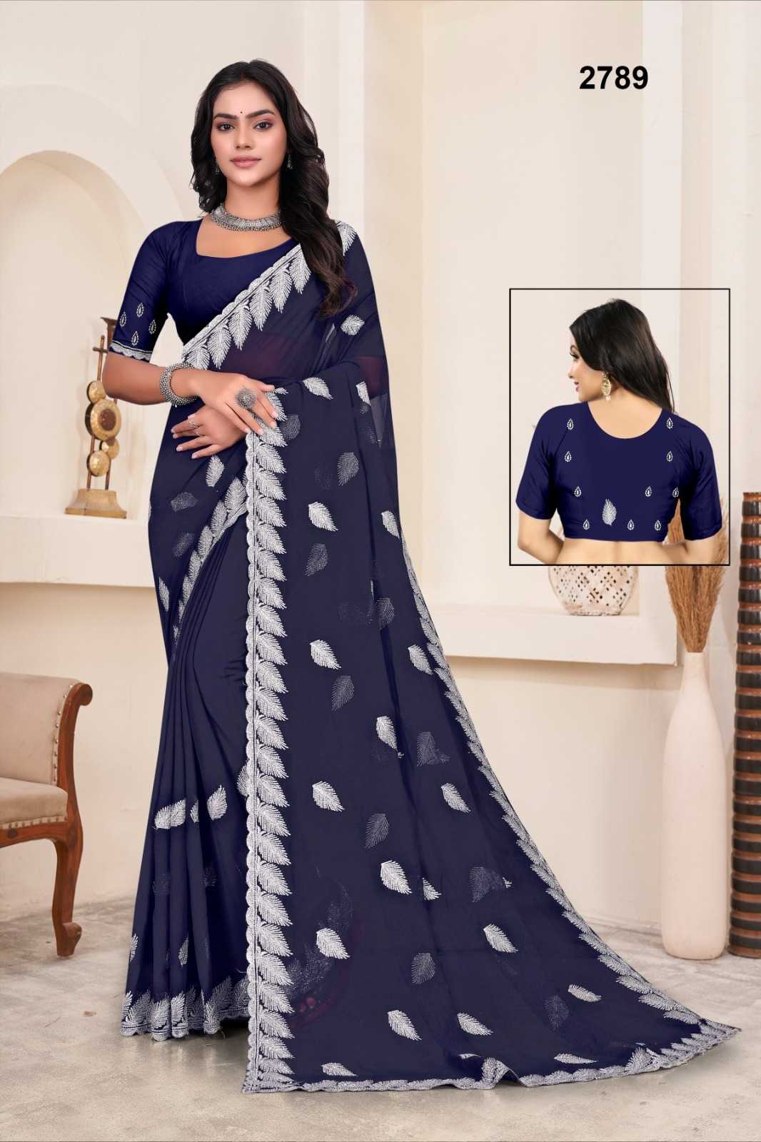 Ynf Georgette KESH114 169 Sarees Wholesale Georgette Sarees Stone Work Saree Heavy Sarees Manufacturer- Kapda Export