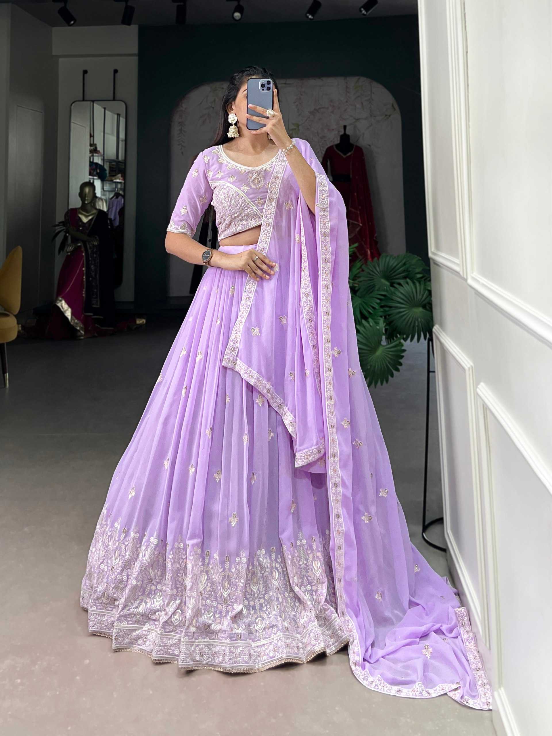 Ynf Georgette RIN197 1407 Lehengas Wholesale Wedding Lehenga Georgette Lehenga Purple Lehenga Manufacturer- Kapda Export