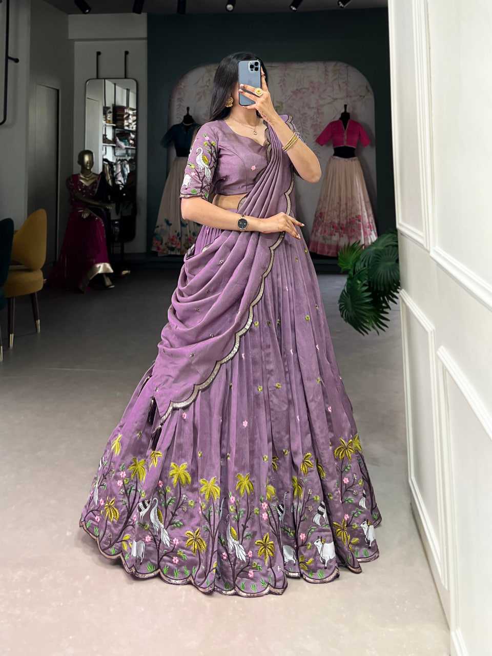 Ynf Vichitra Silk RIN197 1423 Lehengas Wholesale Fancy Lehenga Embroidered Lehenga Purple Lehenga Manufacturer- Kapda Export