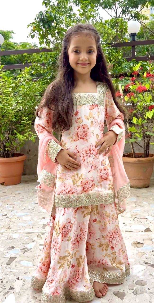 Ynf Chinon KESH415 201 Kids Wear Wholesale Kids Sharara Kids Suit Kids Anarkali Suits Manufacturer- Kapda Export