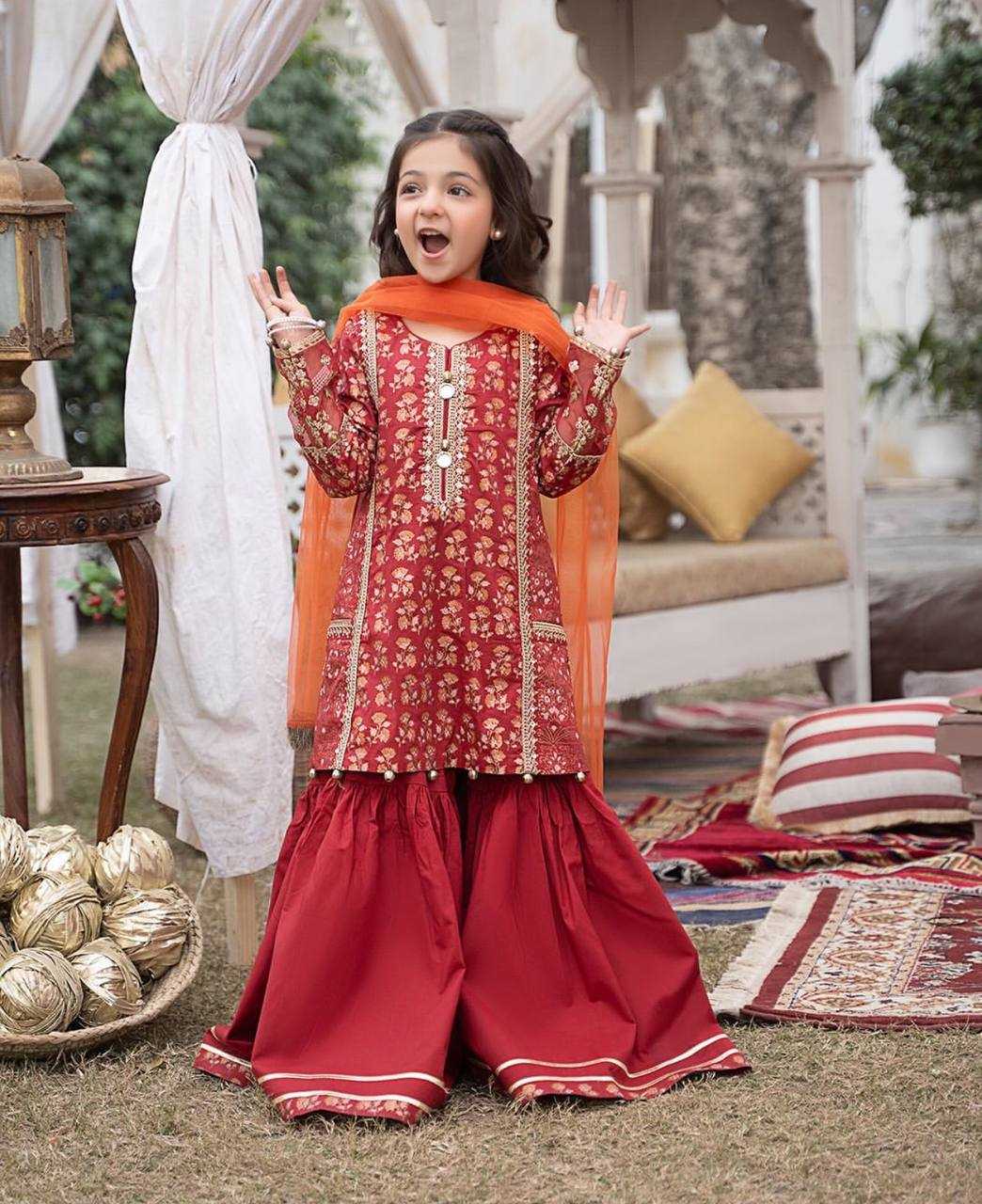 Ynf Chinon KESH415 204 Kids Wear Wholesale Kids Sharara Kids Suit Kids Anarkali Suits Manufacturer- Kapda Export