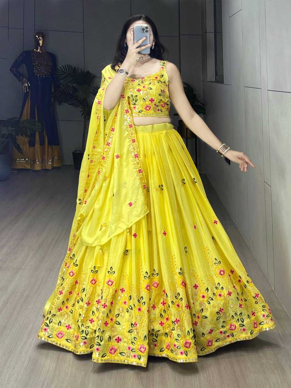 Ynf Chinon RIN119 9034 Lehengas Wholesale Fancy Lehenga Lehenga For Haldi Yellow Lehenga Manufacturer- Kapda Export