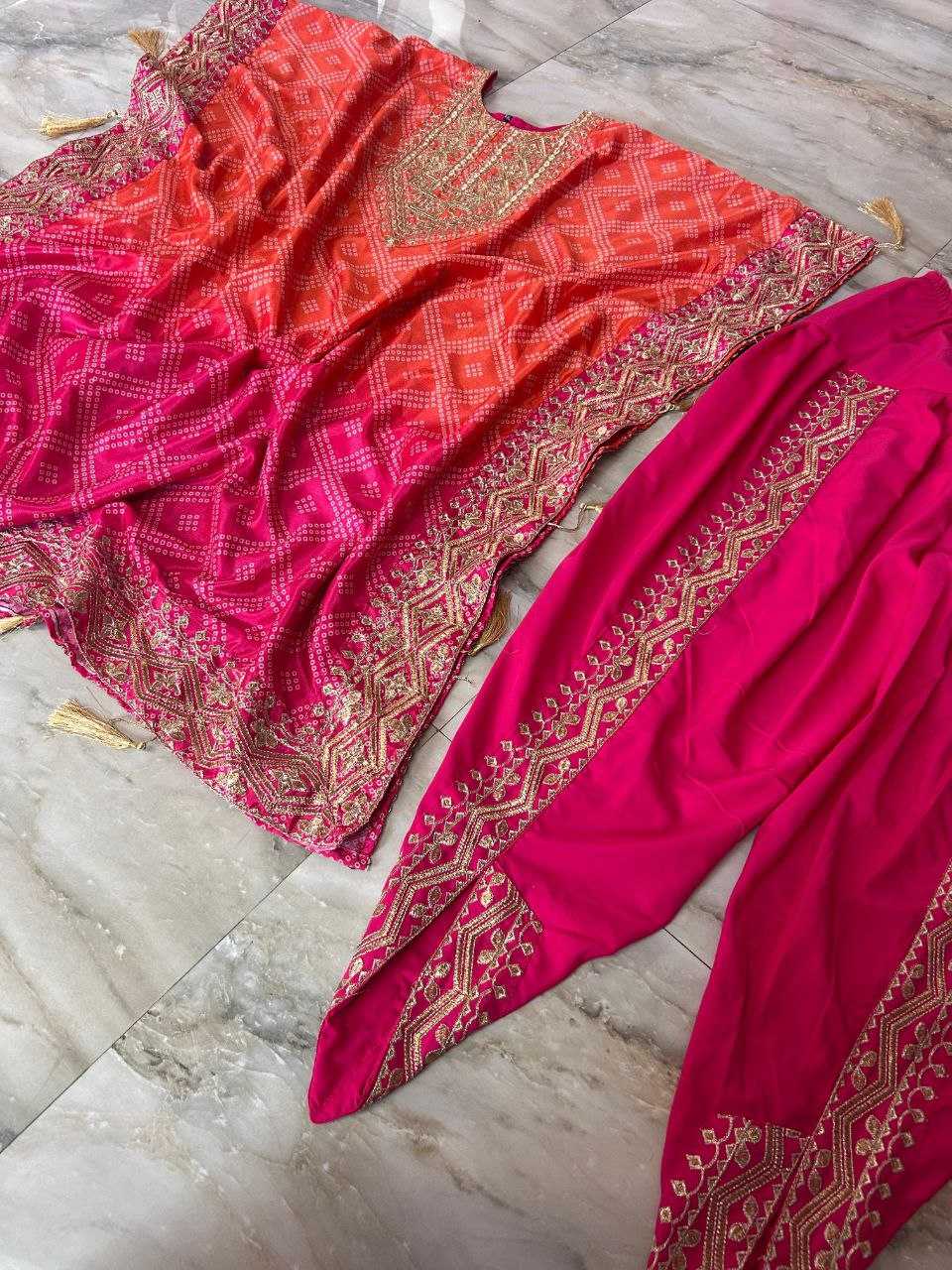 Ynf Chinon Silk KESH495 DHOTI SET Kurti Wholesale Festive Kurtis Embroidered Kurtis Kurtis With Dhoti Kaftan Kurtis Manufacturer- Kapda Export