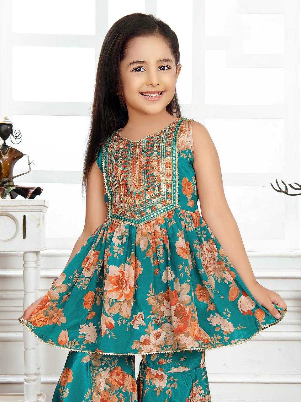 Ynf Faux Georgette KESH415 184 Kids Wear Wholesale Kids Sharara Kids Suit Kids Anarkali Suits Manufacturer- Kapda Export