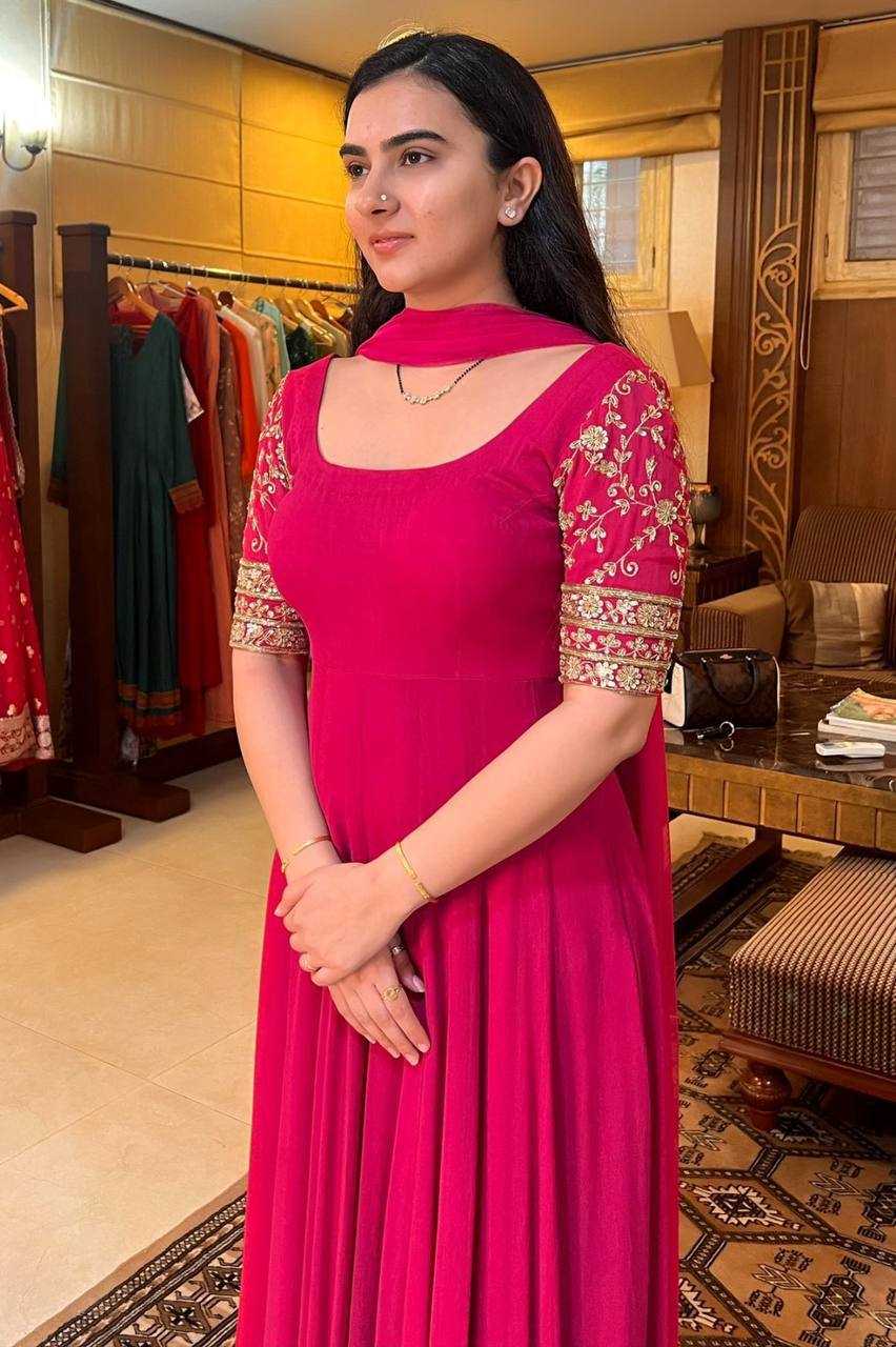 Ynf Faux Georgette RIN222 AAROHI Gowns Festive Collections Plus Size Collections Wholesale Embroidery Gowns Georgette Gown Party Wear Gowns Manufacturer- Kapda Export