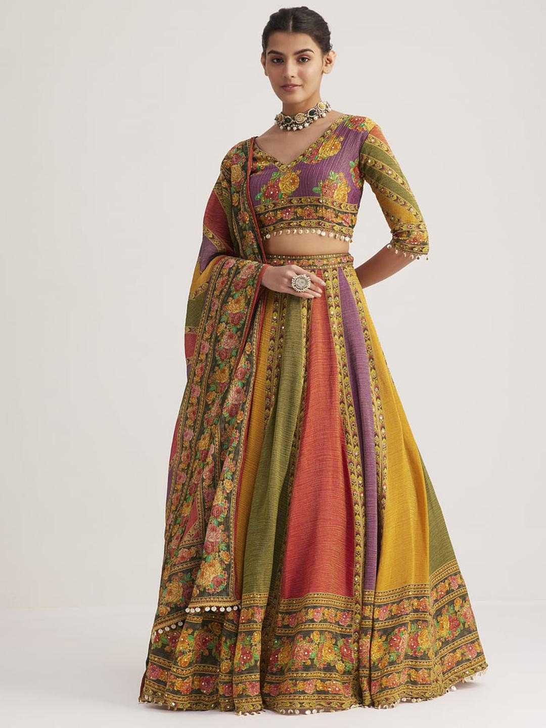 Ynf Organic Silk KESH481 MULTI COLOUR Lehengas Wedding Collections Festive Collections Wholesale Silk Lehenga Printed Lehenga Handloom Lehenga Manufacturer- Kapda Export