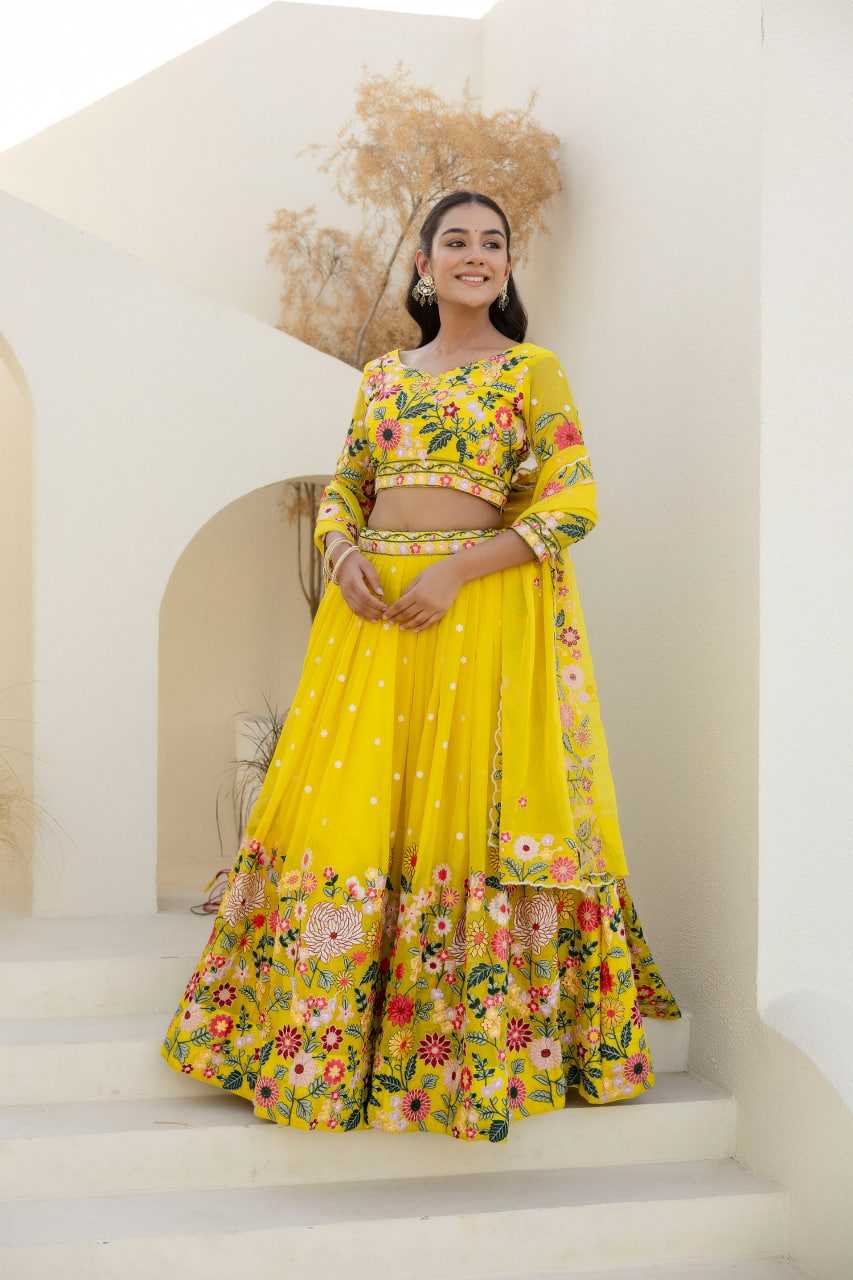 Ynf Organza RIN228 374 Lehengas Wholesale Fancy Lehenga Lehenga For Haldi Yellow Lehenga Manufacturer- Kapda Export