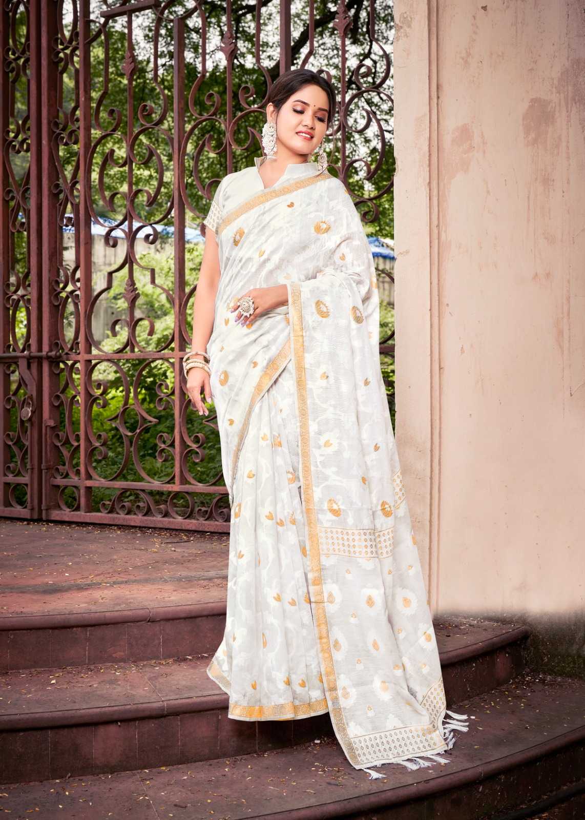 Ynf Banarasi Soft Silk RIN203 WHITE Silk Sarees Wedding Collections Festive Collections Wholesale Banarasi Silk Sarees Soft Silk Sarees White Silk Sarees Manufacturer- Kapda Export