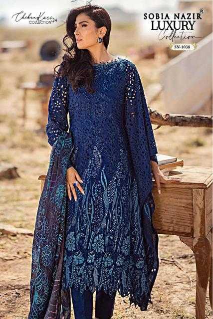 Ynf Chikan KESH444 SOBIA NAZIR-1038 Suits & Dresses Wedding Collections Festive Collections Wholesale Embroidery Suits Designer Suits Blue Salwar Suit Manufacturer- Kapda Export