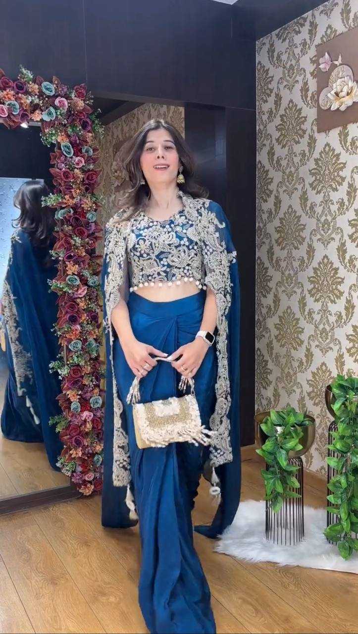 Ynf Crepe RIN110 365 Gowns Wholesale Embroidery Gowns Party Wear Gowns Designer Gowns Indo-Western Gowns Lace Gowns Manufacturer- Kapda Export