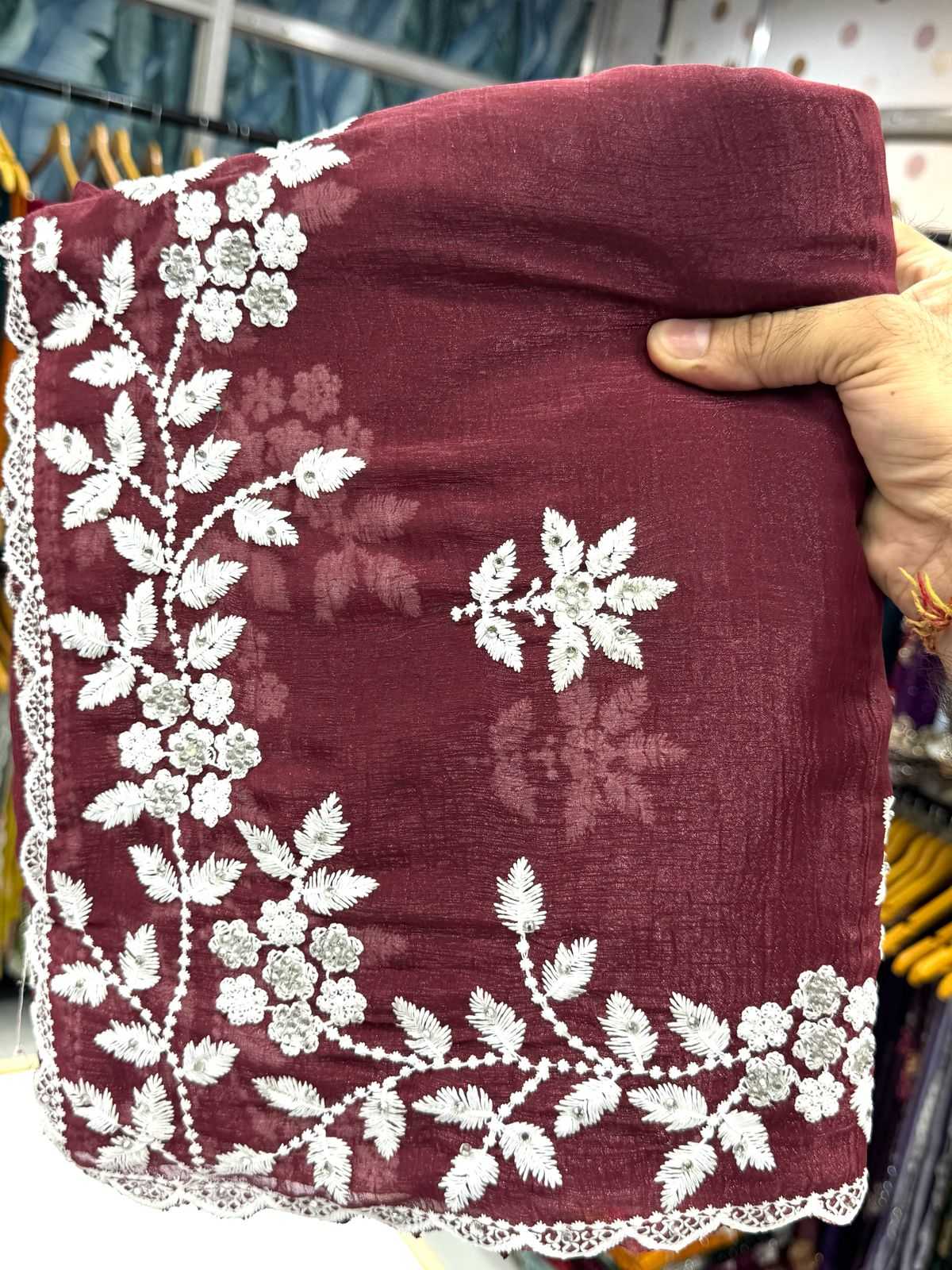 Ynf Crunchi KESH114 2759 Sarees Wedding Collections Festive Collections Wholesale Designer Sarees Chikan Sarees Cutwork Saree Manufacturer- Kapda Export