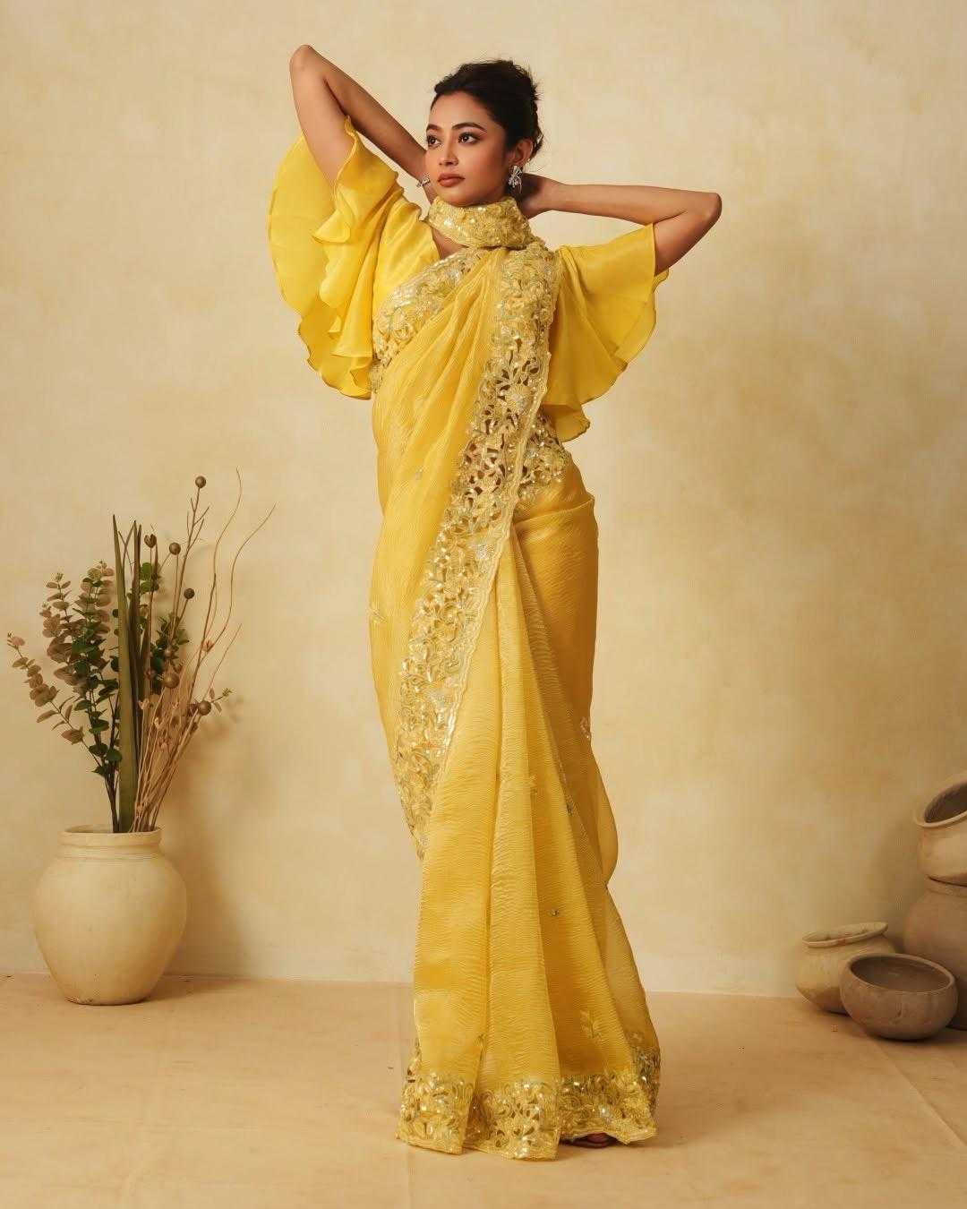 Ynf Crush Silk RIN164 Grace Silk Sarees Festive Collections Wholesale Soft Silk Sarees Designer Silk Sarees Yellow Silk Sarees Manufacturer- Kapda Export