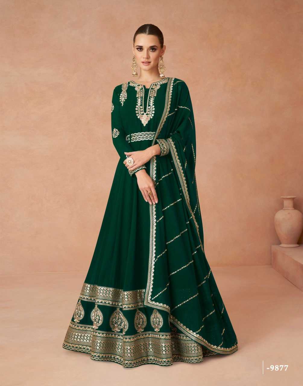 Ynf Faux Georgette KESH504 9875 Gowns Wedding Collections Festive Collections Wholesale Georgette Gown Gown With Dupatta Gown With Belt Manufacturer- Kapda Export