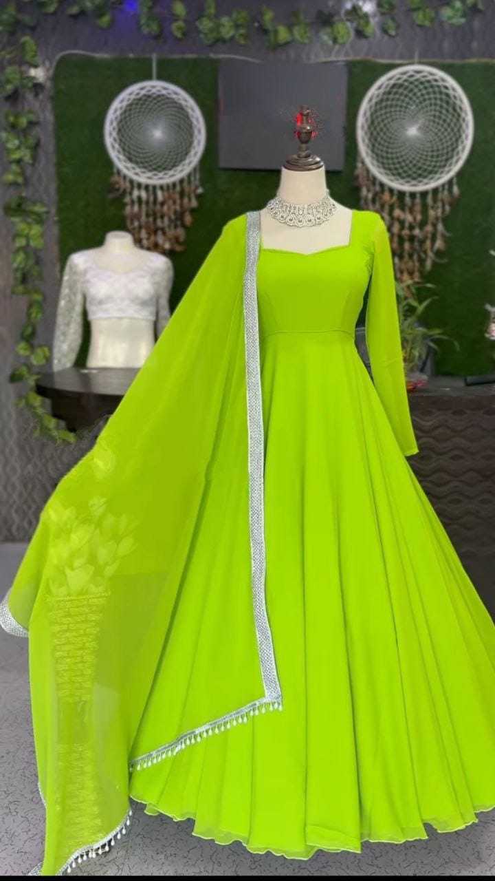 Ynf Faux Georgette RIN157 2072 Gowns Wedding Collections Plus Size Collections Wholesale Party Gowns Georgette Gown Green Gown Manufacturer- Kapda Export