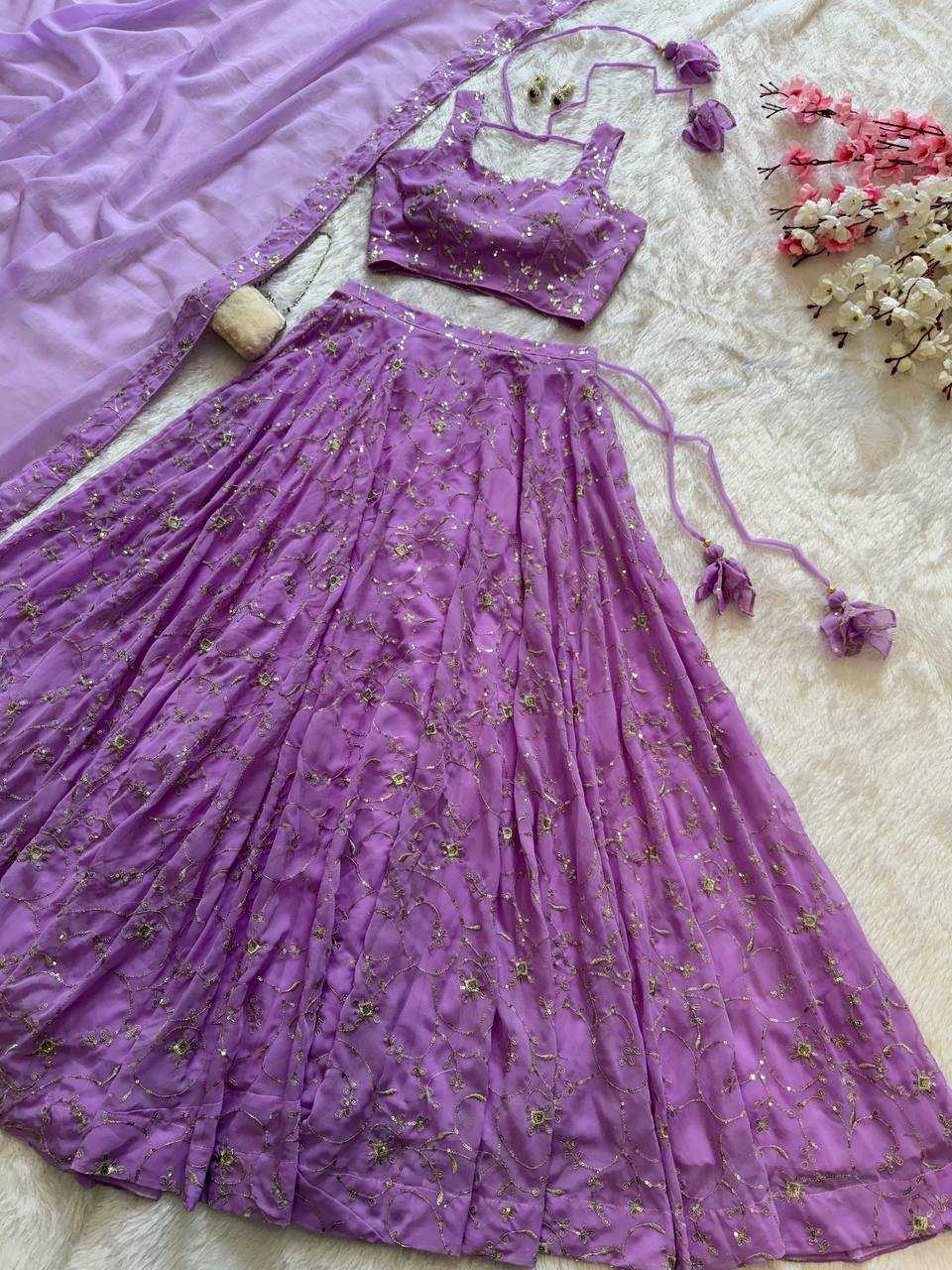 Ynf Georgette KESH154 299 Lehengas Wholesale Embroidered Lehenga Georgette Lehenga Purple Lehenga Manufacturer- Kapda Export