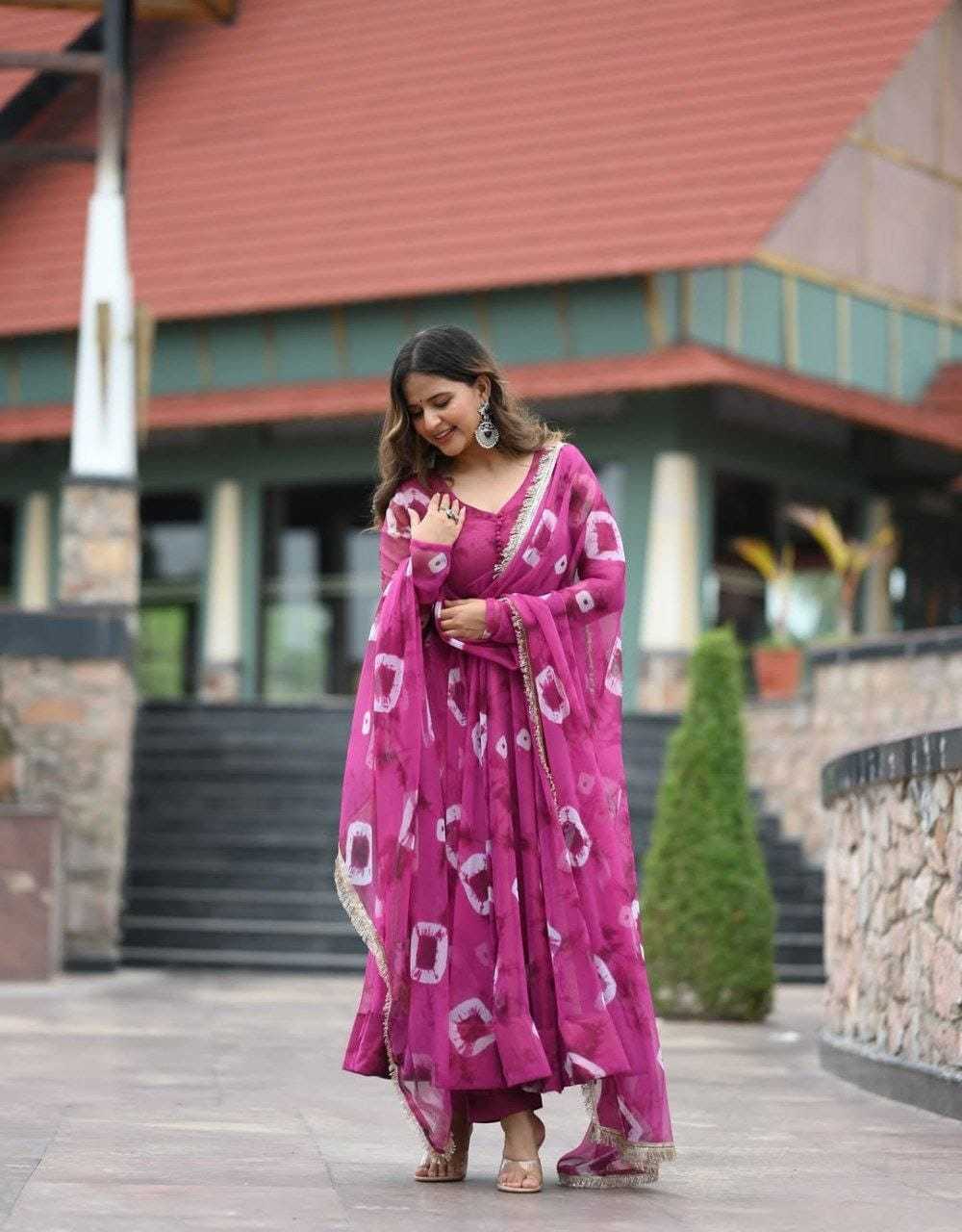 Ynf Georgette RIN157 188 Gowns Plus Size Collections Wholesale Georgette Gown Wedding Gown Pink Gown Manufacturer- Kapda Export