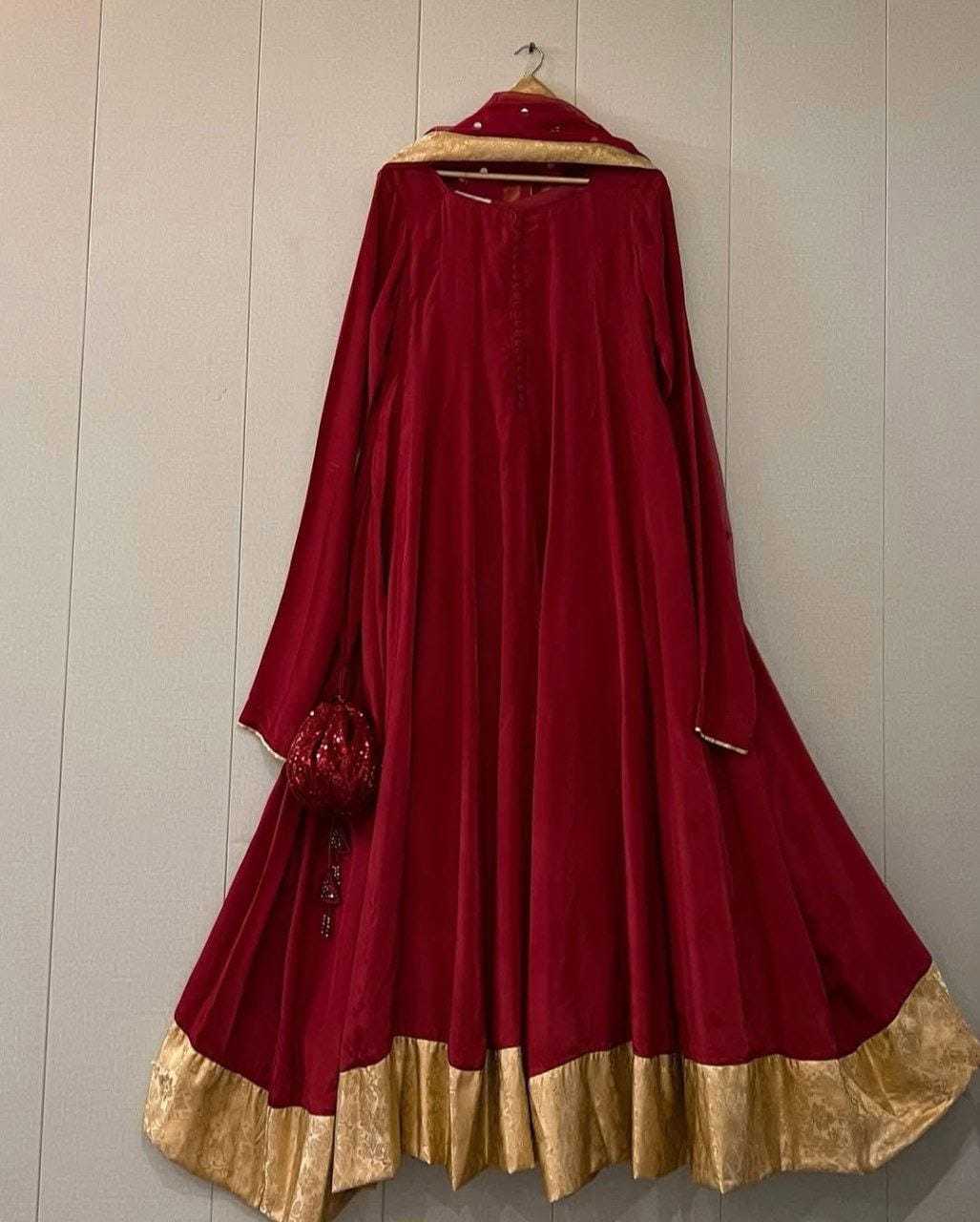 Ynf Georgette RIN157 3185 Gowns Wedding Collections Plus Size Collections Wholesale Georgette Gown Wedding Gown Maroon Gown Manufacturer- Kapda Export