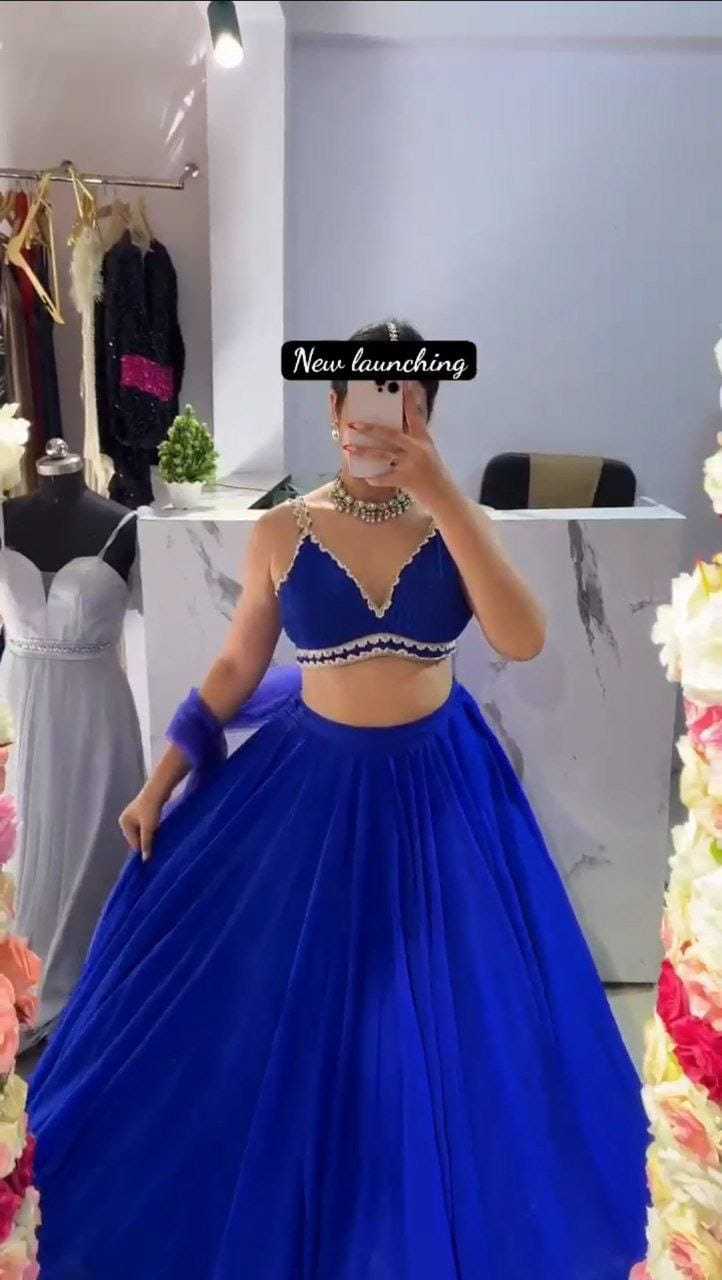 Ynf Georgette RIN157 5237 Lehengas Wedding Collections Plus Size Collections Wholesale Designer Lehenga Georgette Lehenga Blue Lehenga Manufacturer- Kapda Export