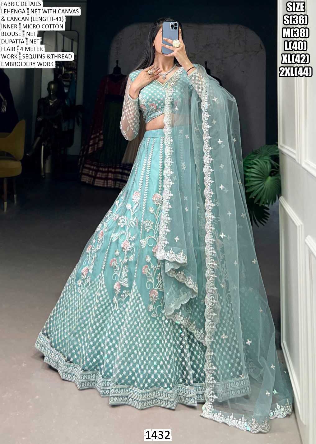 Ynf Net KESH481 1432 Lehengas Wedding Collections Festive Collections Wholesale Designer Lehenga Net Fancy Lehenga Blue Lehenga Manufacturer- Kapda Export