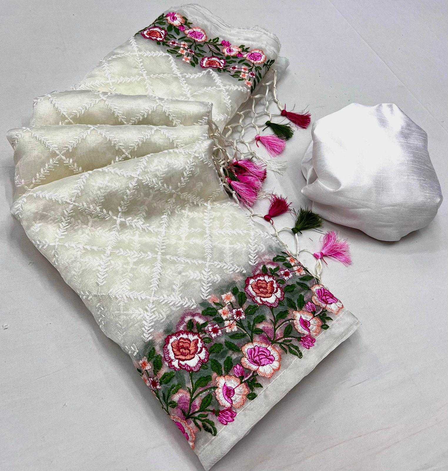 Ynf Organic Silk RIN164 Off-white silk Silk Sarees Wedding Collections Festive Collections Wholesale Designer Silk Sarees Silk Sarees For Weddings White Silk Sarees Manufacturer- Kapda Export