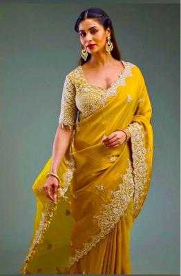Ynf Organza Silk RIN164 Mustard Yellow Silk Sarees Wedding Collections Festive Collections Wholesale Designer Silk Sarees Embroidered Silk Sarees Mehendi Outfits Manufacturer- Kapda Export