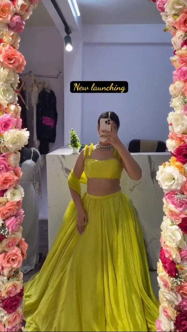 Ynf Satin RIN157 5249 Lehengas Festive Collections Plus Size Collections Wholesale Wedding Lehenga Satin Lehenga Yellow Lehenga Manufacturer- Kapda Export