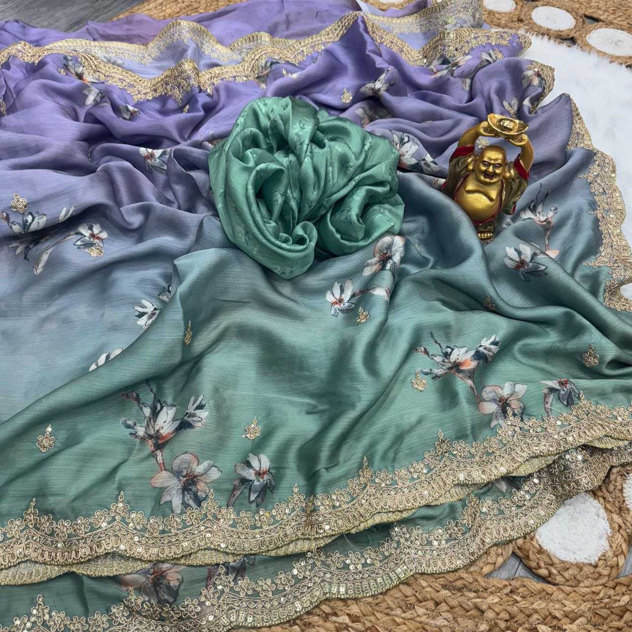 Ynf Chiffon KESH487 887 Sarees Wedding Collections Festive Collections Wholesale Chiffon Sarees Hand Printed Saree Satin Sarees Manufacturer- Kapda Export