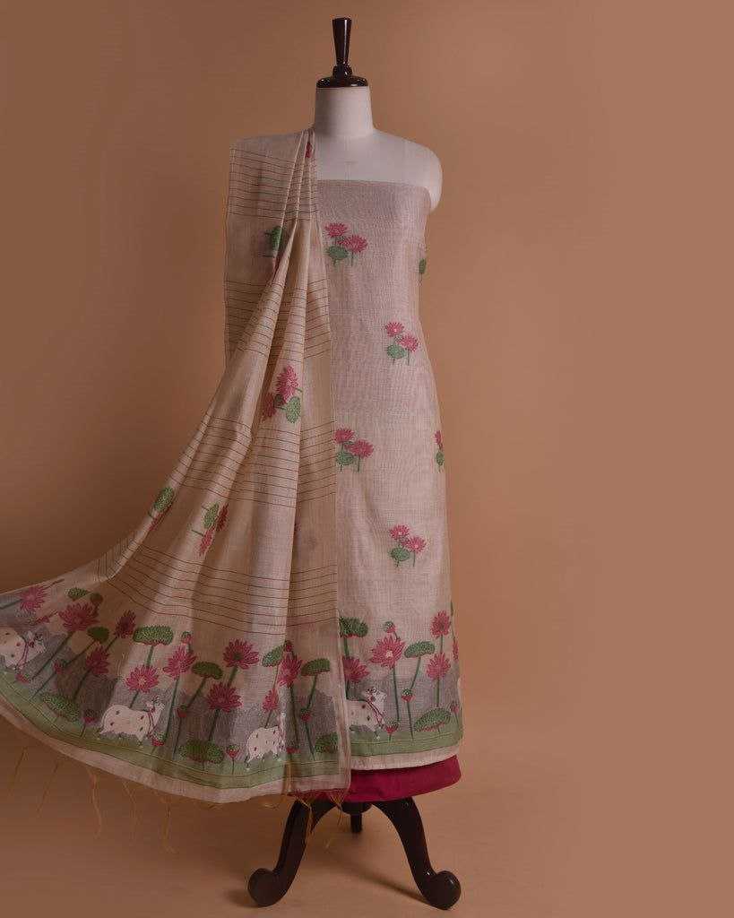 Ynf Cotton KESH532 MUGA COTTON SUIT 1012 Suits & Dresses Wholesale Unstitched Suits Cotton Suits Semi-Stitched Suits Manufacturer- Kapda Export