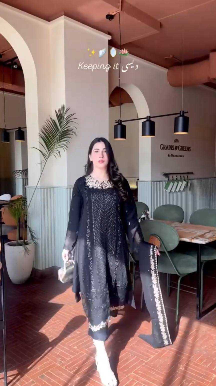 Ynf Georgette KESH523 073 Suits & Dresses Wholesale Embroidery Suits Georgette Suit Black Salwar Suit Manufacturer- Kapda Export