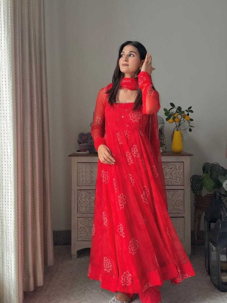 Ynf Georgette RIN157 198 Gowns Plus Size Collections Wholesale Party Gowns Georgette Gown Red Gown Manufacturer- Kapda Export