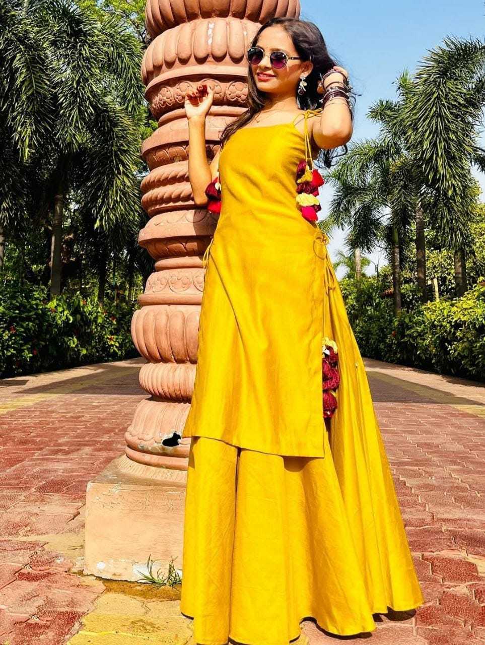 Ynf Georgette RIN157 2129 Kurti Plus Size Collections Wholesale Georgette Kurti Kurti With Palazzo Yellow Kurtis Manufacturer- Kapda Export