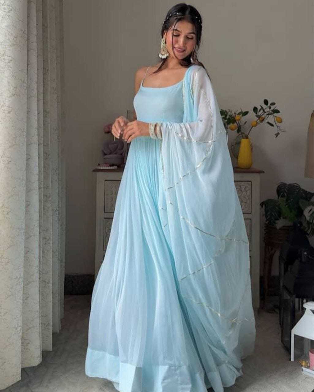 Ynf Georgette RIN157 2130 Gowns Plus Size Collections Wholesale Georgette Gown Designer Gowns Blue Gown Manufacturer- Kapda Export